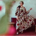Middle Eastern Turkey Ruffled Rose Printed Bohemian Dress - EX-STOCK Canada