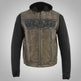 Gilet en cuir Milwaukee Leather pour hommes avec capuche et crâne | Gilet moto 2 en 1 