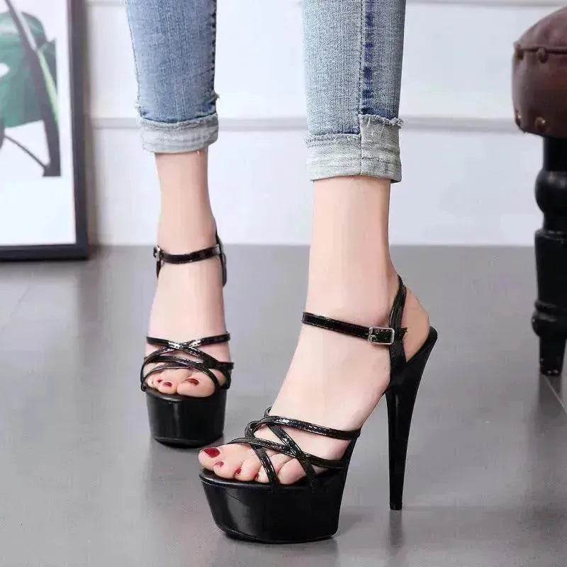 Model High Heels Charming Buckle Women's Shoes 15cm Stiletto - EX-STOCK Canada