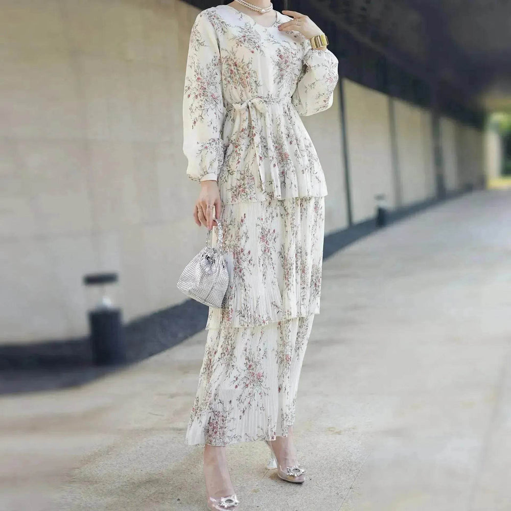 Modest Pleated Skirt Dress for Middle East Women - EX-STOCK Canada