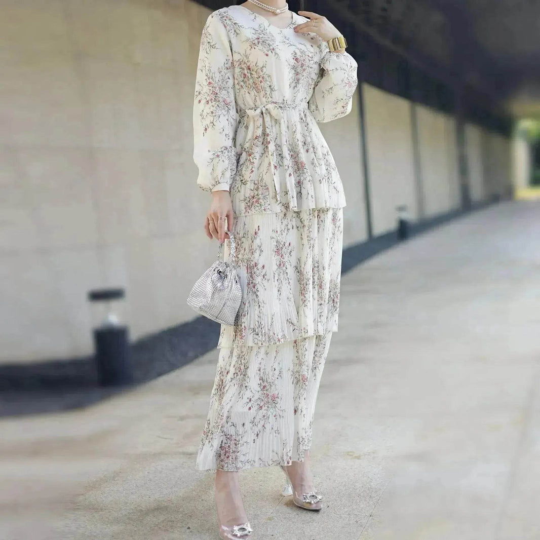 Modest Pleated Skirt Dress for Middle East Women - EX-STOCK Canada