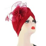 Multicolor Mesh Matching Feather Flower Arab Hat - EX-STOCK CANADA