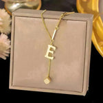 Necklace Ornament Titanium Steel Tassel 26 Letters Female Small Square Pendant Graceful Personality Jewelry - EX-STOCK CANADA