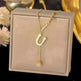 Necklace Ornament Titanium Steel Tassel 26 Letters Female Small Square Pendant Graceful Personality Jewelry - EX-STOCK CANADA