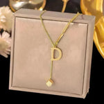 Necklace Ornament Titanium Steel Tassel 26 Letters Female Small Square Pendant Graceful Personality Jewelry - EX-STOCK CANADA