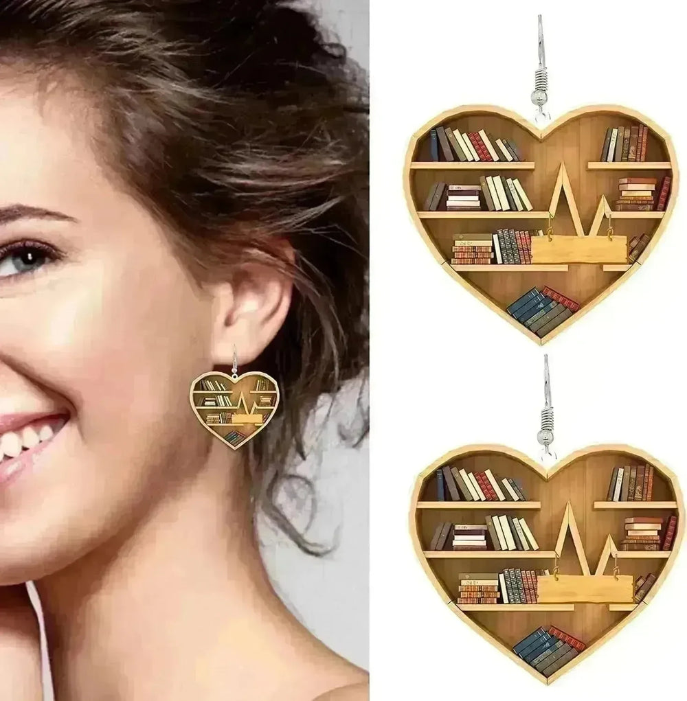 New Book Lovers Heart Librarian Earring - EX-STOCK CANADA