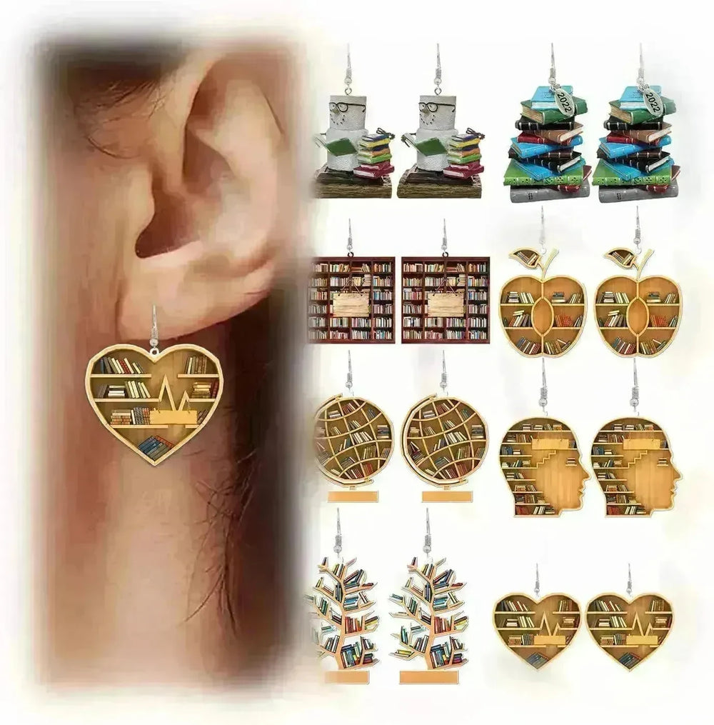 New Book Lovers Heart Librarian Earring - EX-STOCK CANADA