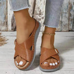 New Buckle Cross-design Slippers Summer Wedges Sandals Fashion Women's Beach Shoes - EX-STOCK Canada