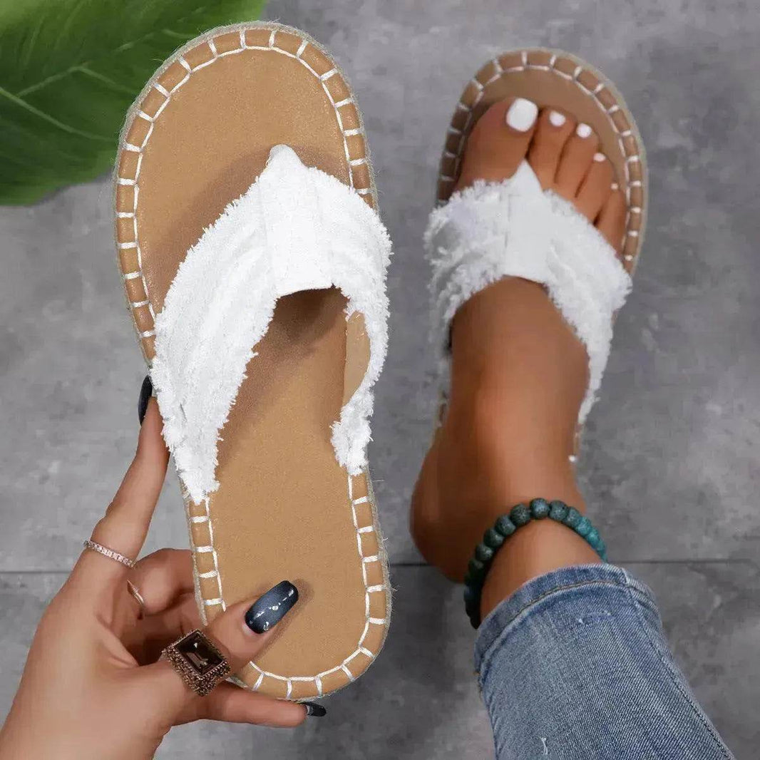 New Canvas Flip Flops Summer Thong Sandals Comfortable Fashion Flat Shoes For Women - EX-STOCK Canada