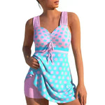 New European And American Plus Size Cherry Blossom Cross Strap Multi-color Skirt Split Women's Swimsuit - EX-STOCK CANADA