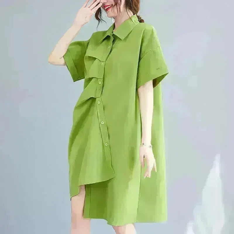 New Irregular Loose And Thin Literary Shirt Dress Women - EX-STOCK CANADA