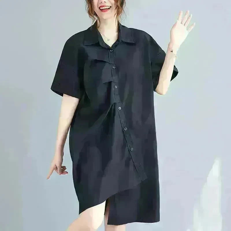 New Irregular Loose And Thin Literary Shirt Dress Women - EX-STOCK CANADA