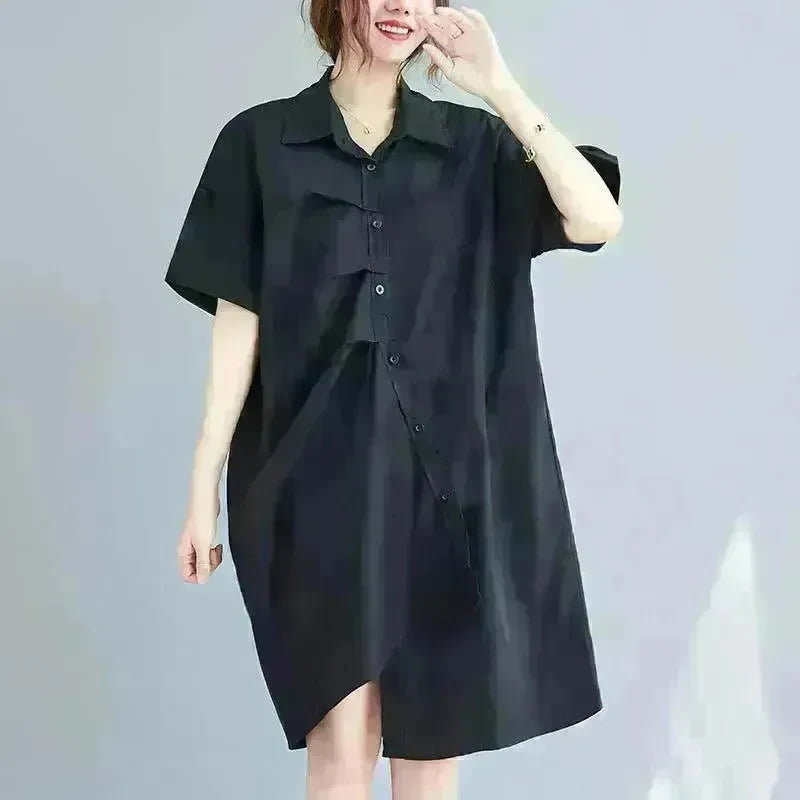 New Irregular Loose And Thin Literary Shirt Dress Women - EX-STOCK CANADA