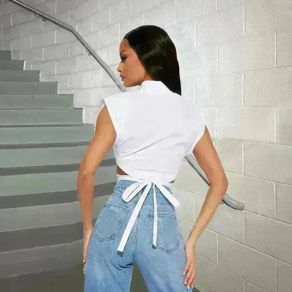 New Lace-up Trendy Shirt Top For Women - EX-STOCK CANADA