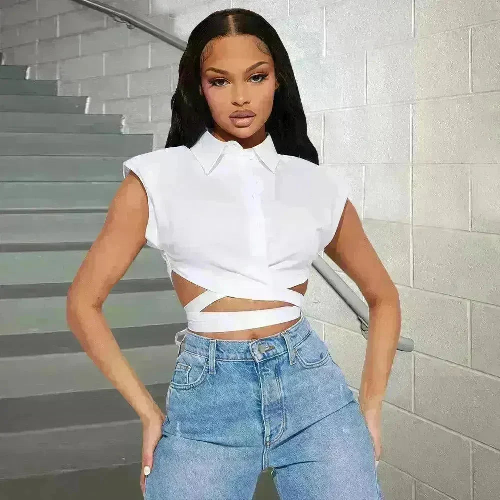 New Lace-up Trendy Shirt Top For Women - EX-STOCK CANADA
