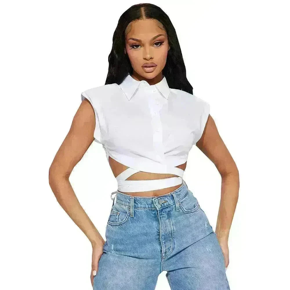 New Lace-up Trendy Shirt Top For Women - EX-STOCK CANADA
