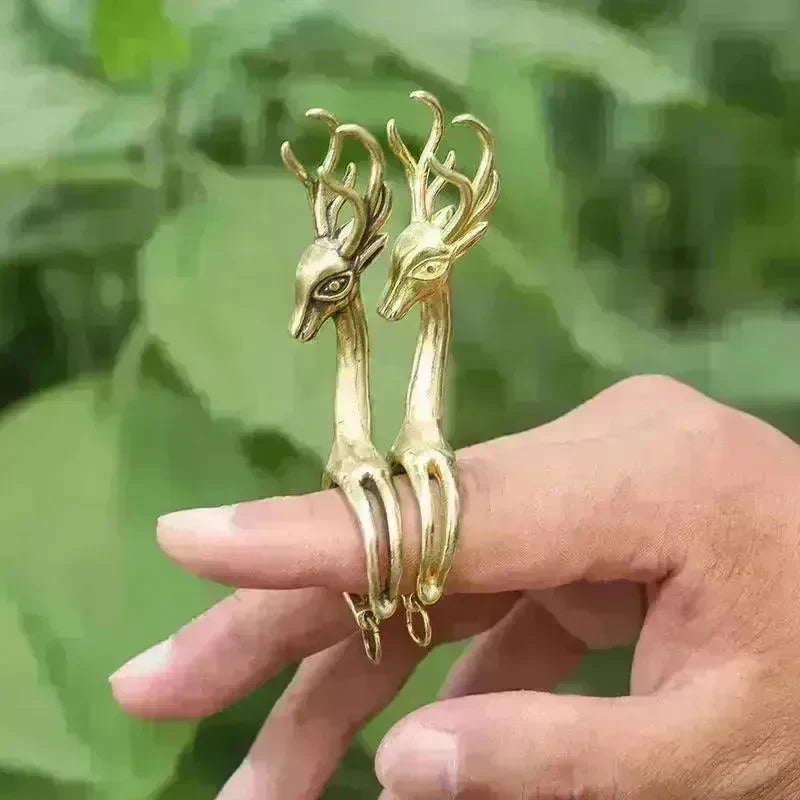 New Lucky Deer Anti-finger Smoked Yellow Release Finger Copper Ring - EX-STOCK CANADA