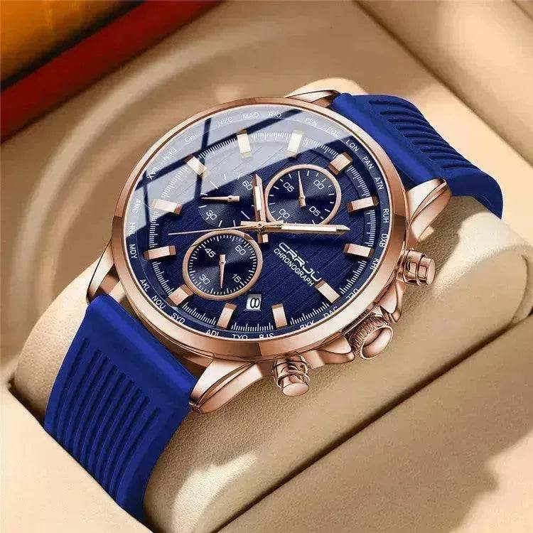 New Men's Silicone Strap Six-pin Steel Strap Business Casual Watch for Men - EX-STOCK Canada