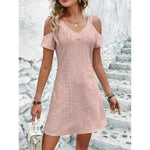 New Off-shoulder Short-sleeved Dress Fashion Summer Slimming A-line Dresses Casual Holiday Beach Dress For Womens Clothing - EX-STOCK CANADA