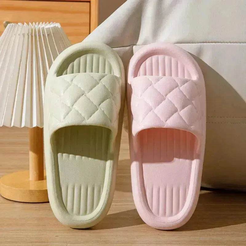 New Rhombus Home Slippers Summer Non-slip Floor Bathroom Slipper Lightweight Simple House Shoes For Women Men - EX-STOCK Canada