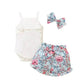 New Summer Baby Girl Suit Cotton Sleeveless Top Floral Pant Bow Tie Children Clothing - EX-STOCK Canada