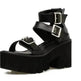 New Summer Roman Style European and American Ladies Ankle buckle Leather High Heel Wedge Black sandals . - EX-STOCK Canada