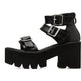 New Summer Roman Style European and American Ladies Ankle buckle Leather High Heel Wedge Black sandals . - EX-STOCK Canada