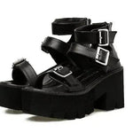 New Summer Roman Style European and American Ladies Ankle buckle Leather High Heel Wedge Black sandals . - EX-STOCK Canada