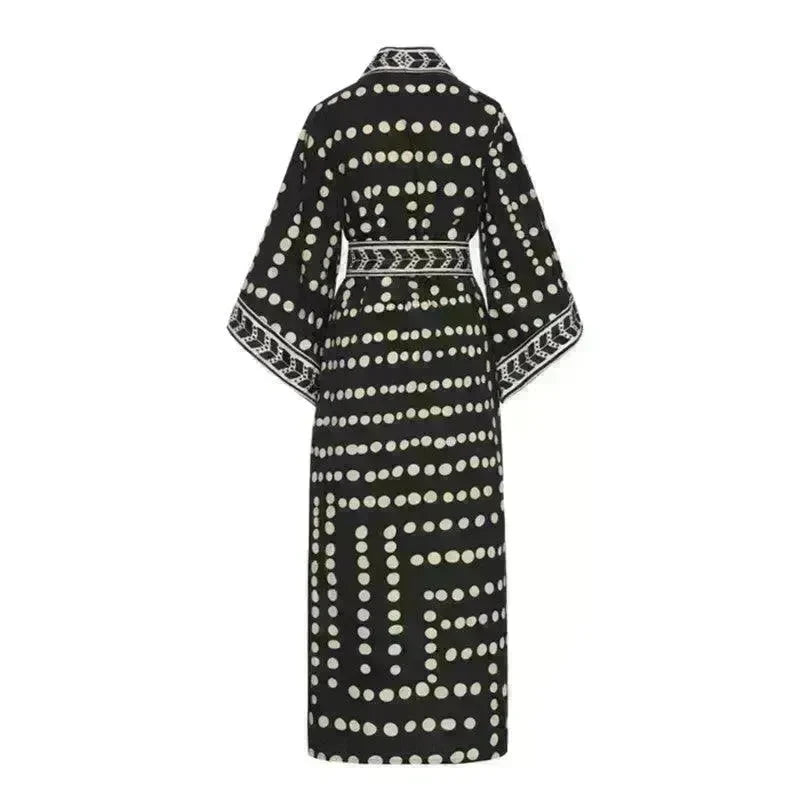 New Sunscreen Printed Long Sleeve Cardigan Bohemian Beach Dress - EX-STOCK CANADA