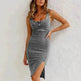 New U-neck Suspender Denim Dress Summer Casual Tight Slim Fit Dresses With Slit Design Womens Clothing - EX-STOCK Canada