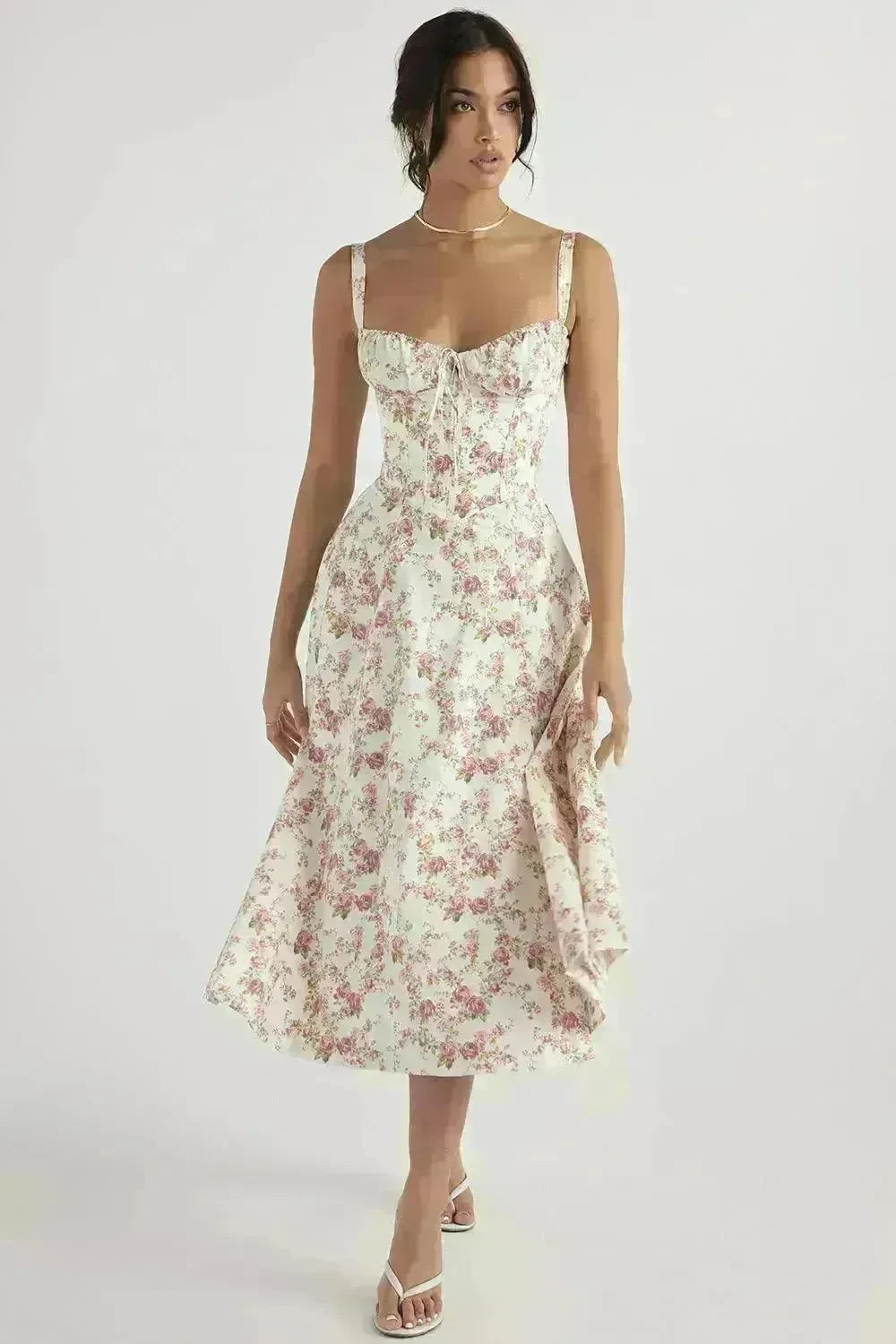 New Women's Floral Print Dress With Straps - EX-STOCK CANADA