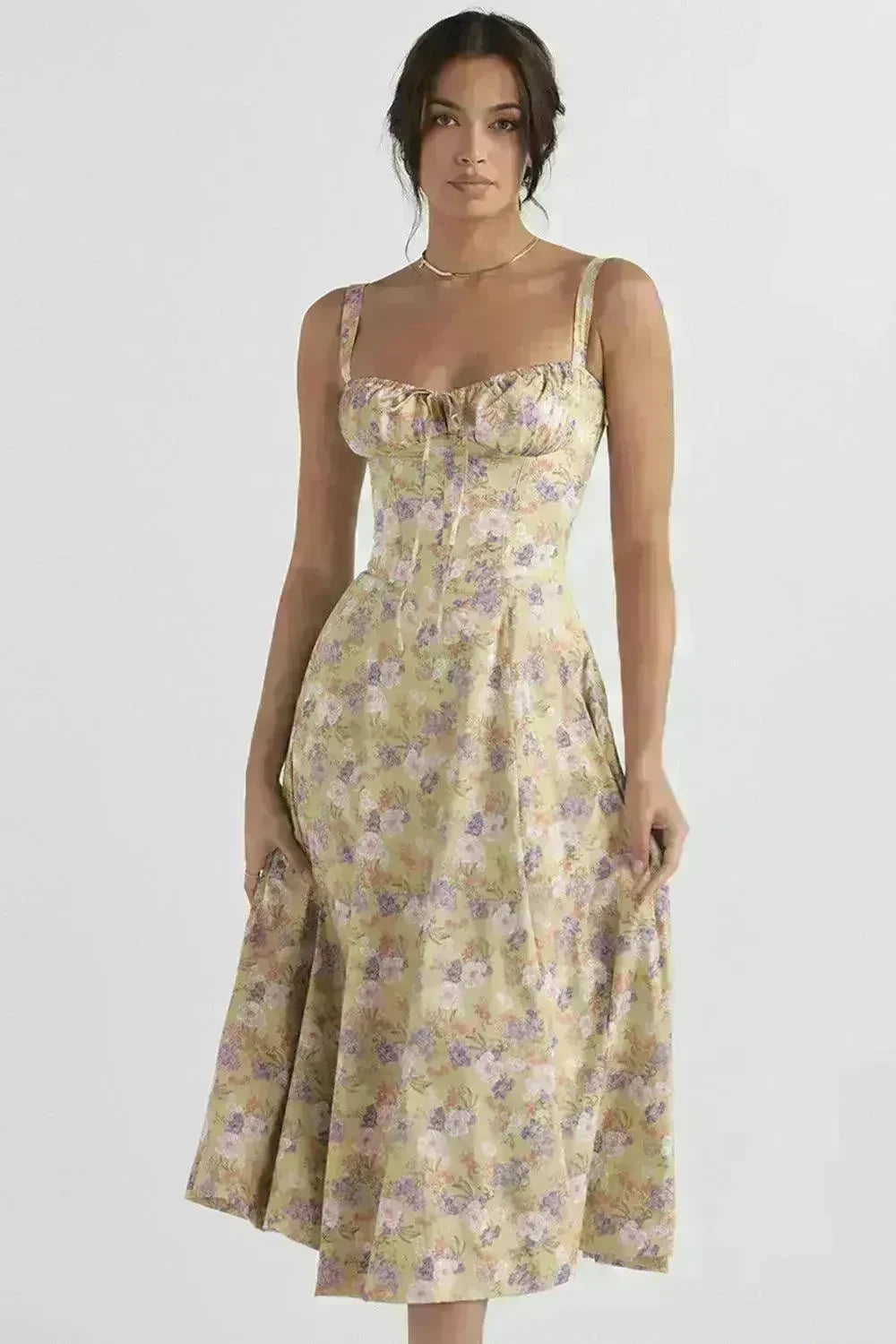 New Women's Floral Print Dress With Straps - EX-STOCK CANADA
