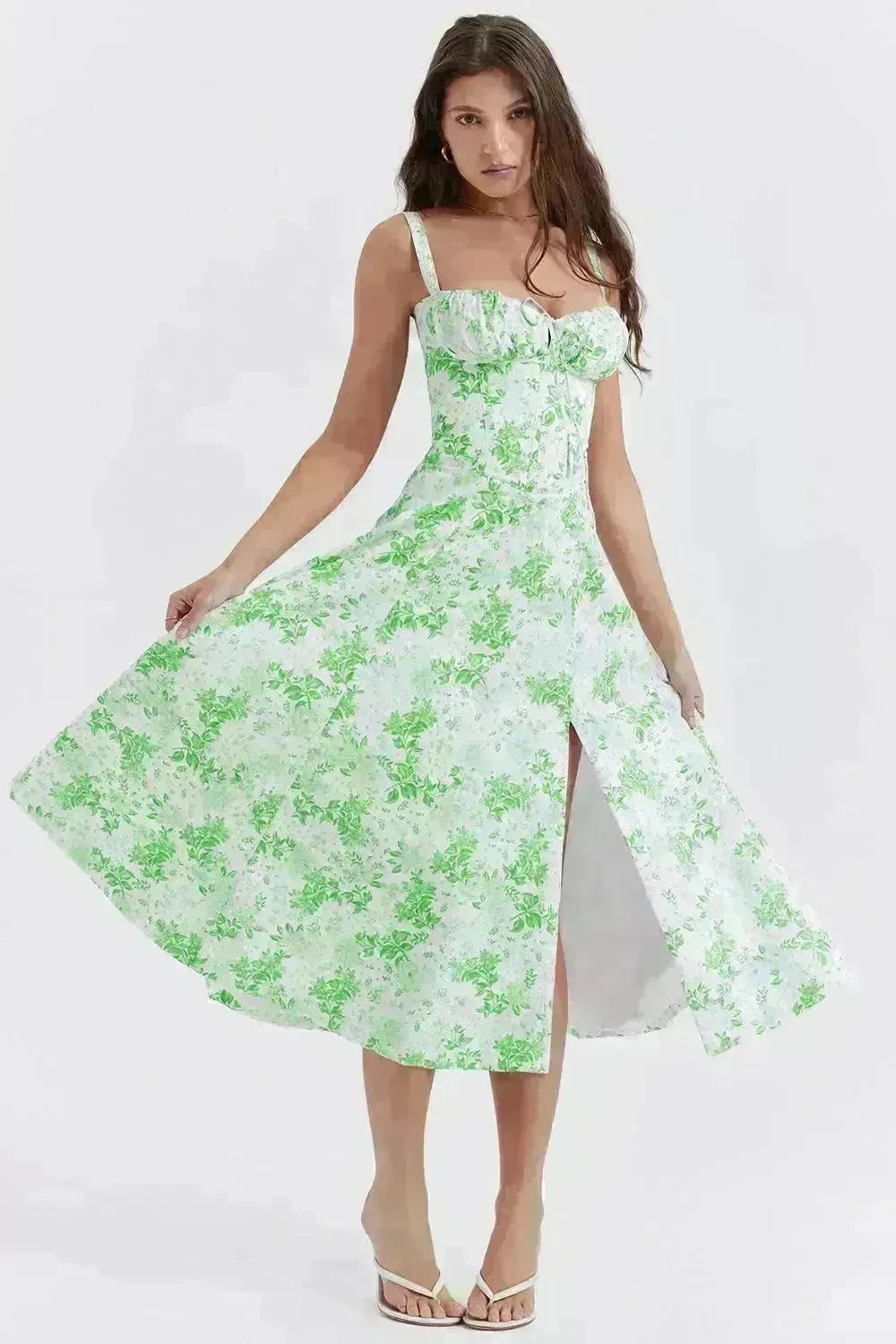 New Women's Floral Print Dress With Straps - EX-STOCK CANADA