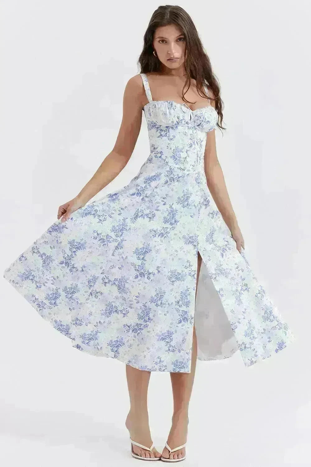 New Women's Floral Print Dress With Straps - EX-STOCK CANADA