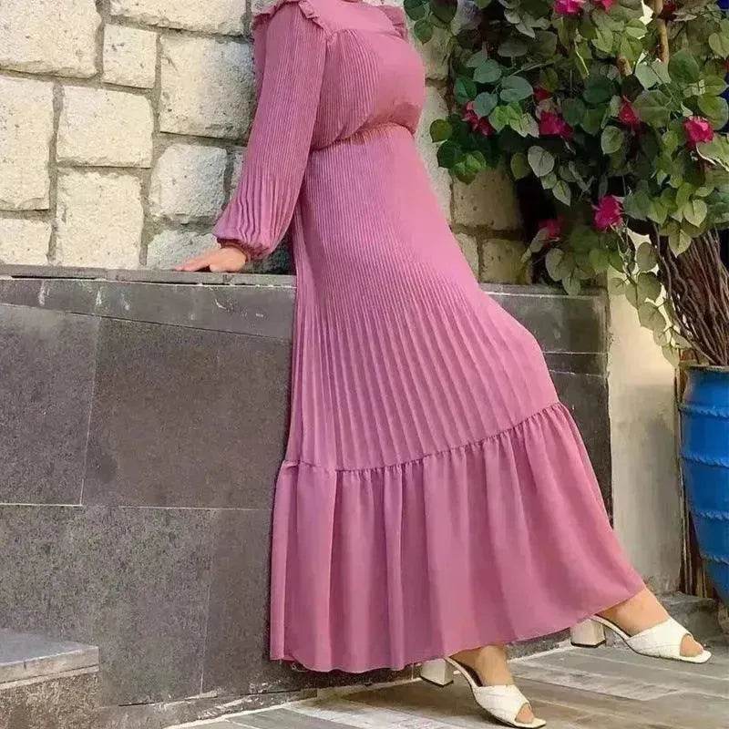 New Women's Net Color High Collar Pullover Fashion Loose Middle East Dresses - EX-STOCK Canada