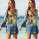 New Women'S Wear Europe And America Sexy V-Neck Chiffon Long Sleeve Printed Beach Skirt Skirt - EX-STOCK CANADA