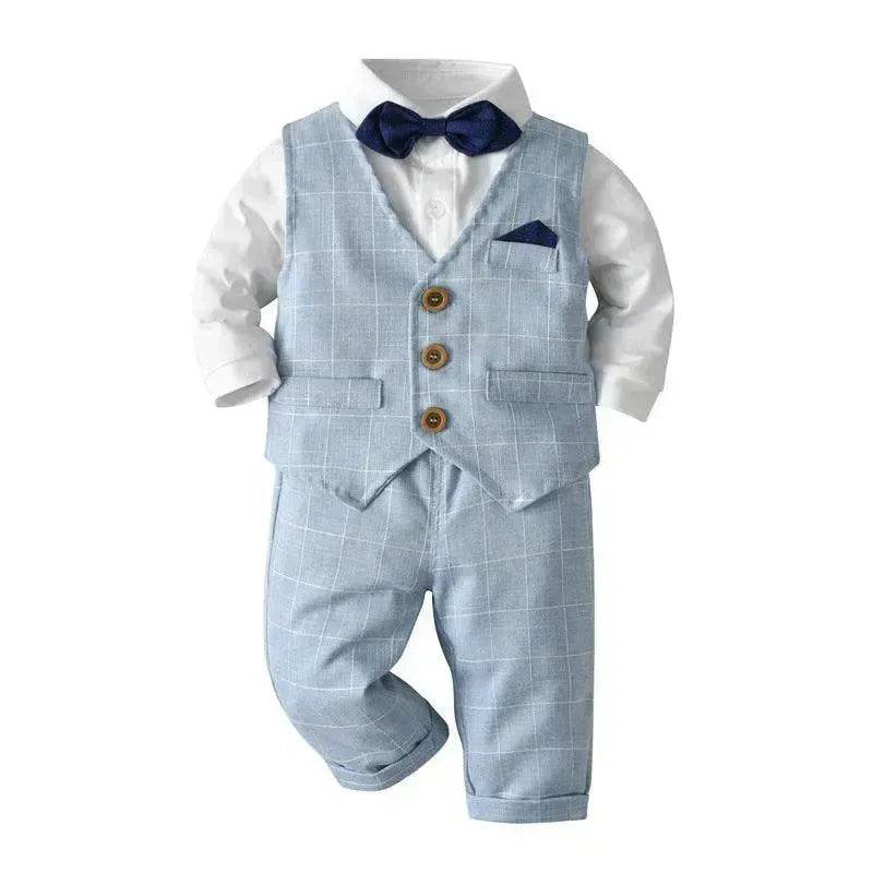 Newborn Baby Boy Gentleman Tuxedo Bow Tie Single-breasted Vest Long Sleeve Children Clothing - EX-STOCK Canada