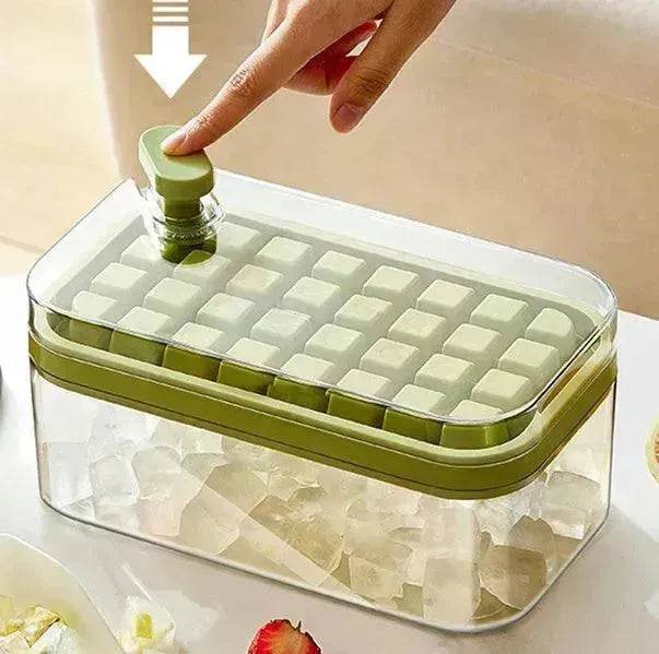One-button Press Type Ice Mold Box Plastics Ice Cube Maker Ice Tray Mold With Storage Box With Lid Bar Kitchen Accessories - EX-STOCK Canada