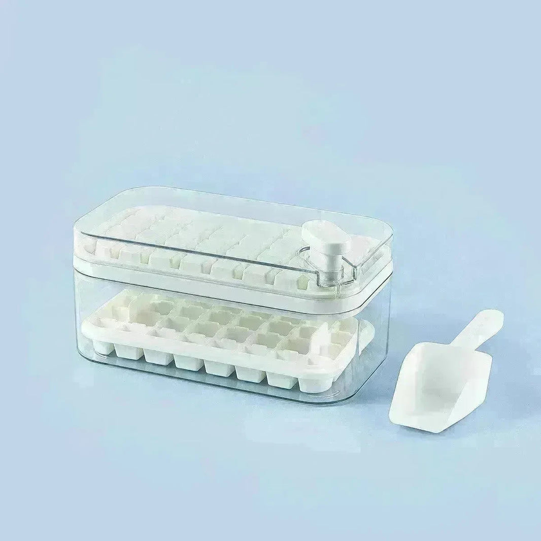 One-button Press Type Ice Mold Box Plastics Ice Cube Maker Ice Tray Mold With Storage Box With Lid Bar Kitchen Accessories - EX-STOCK CANADA