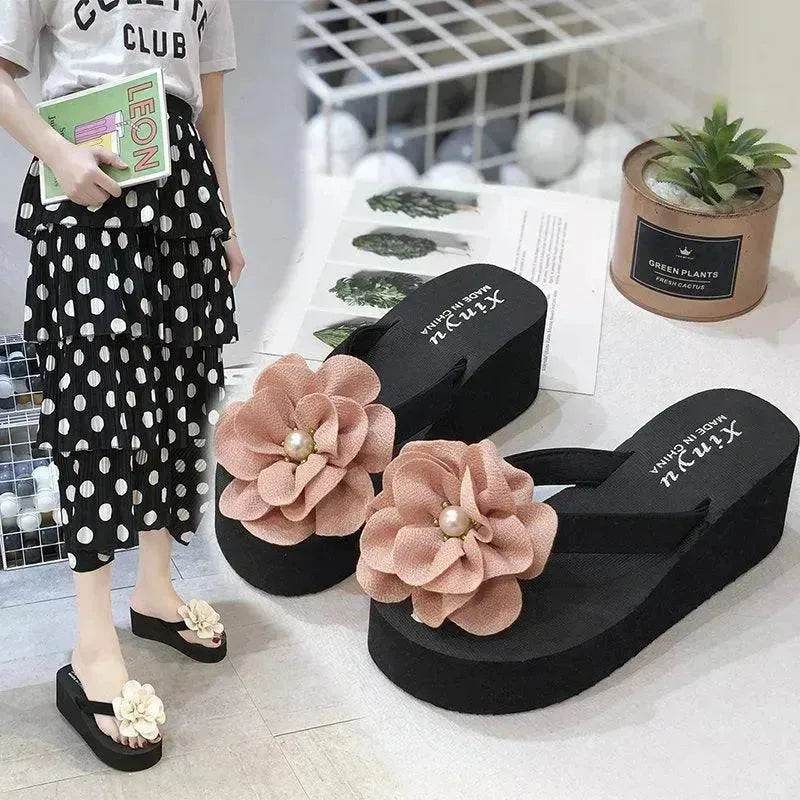 Outer Wear Flat Beach Shoes Flower Sandals - EX-STOCK Canada