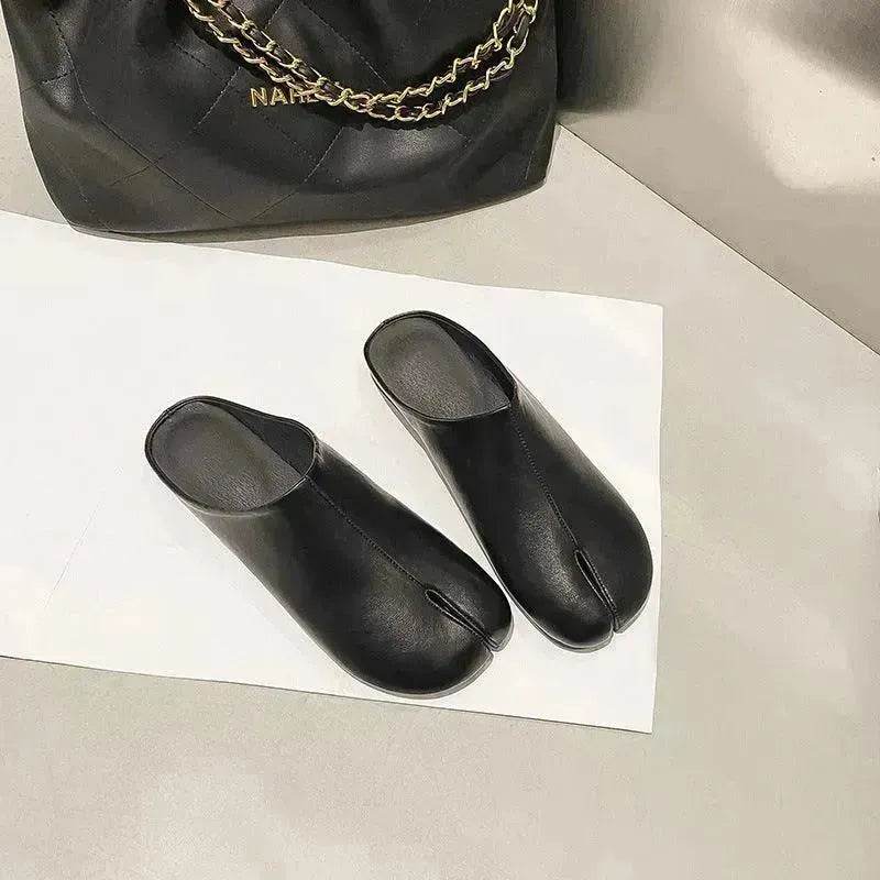 Outer Wear Split Toe Sheepskin Closed Toe Half Leathers Slippers for Women - EX-STOCK Canada