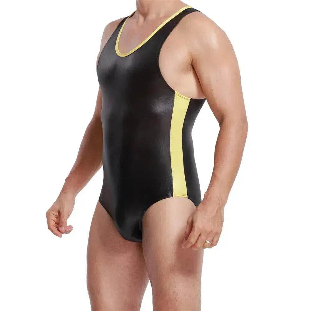 Patent leather one-piece gym suit - EX-STOCK Canada