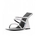 Patent Leather Square Block High Wedge Slippers - EX-STOCK Canada