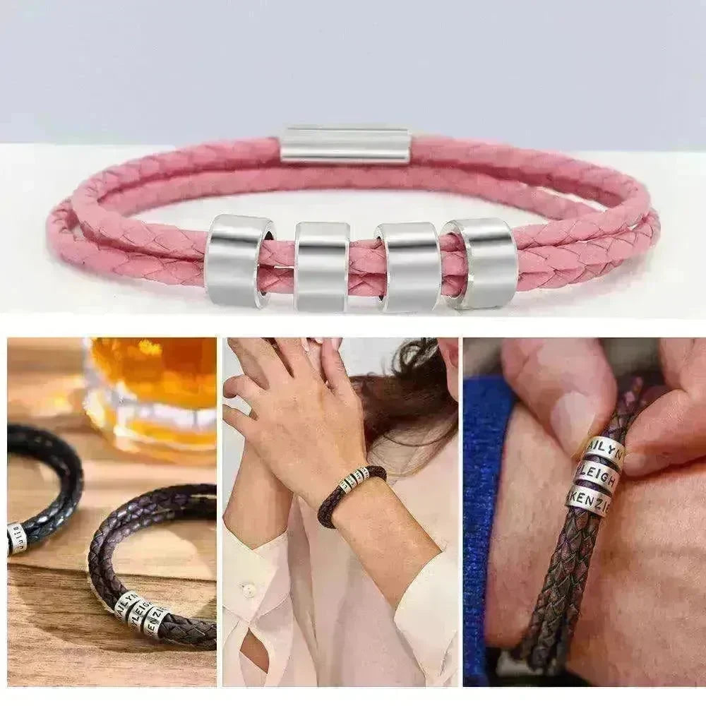 Personalized Beads Stainless steel engraved woven Hand Rope bracelet - EX-STOCK CANADA