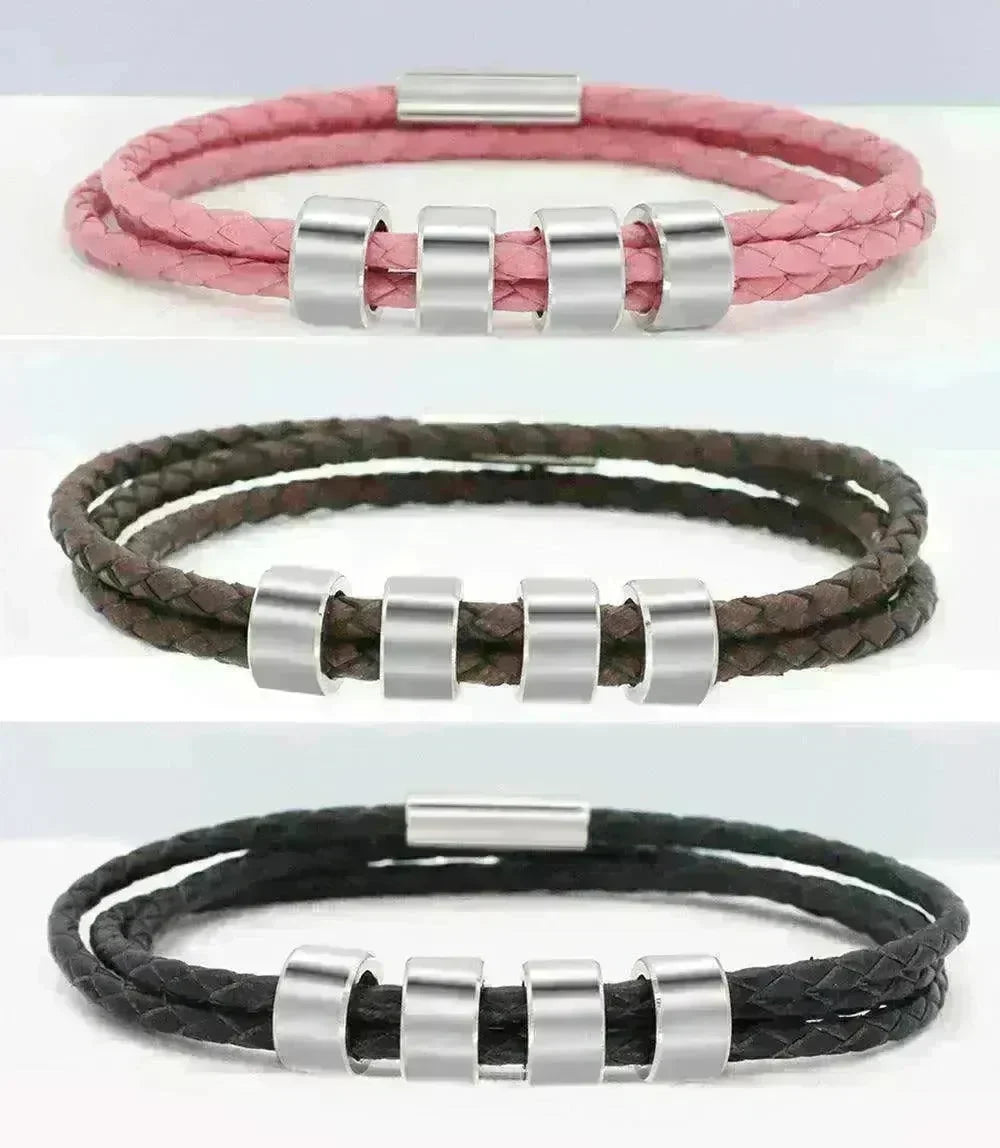Personalized Beads Stainless steel engraved woven Hand Rope bracelet - EX-STOCK CANADA