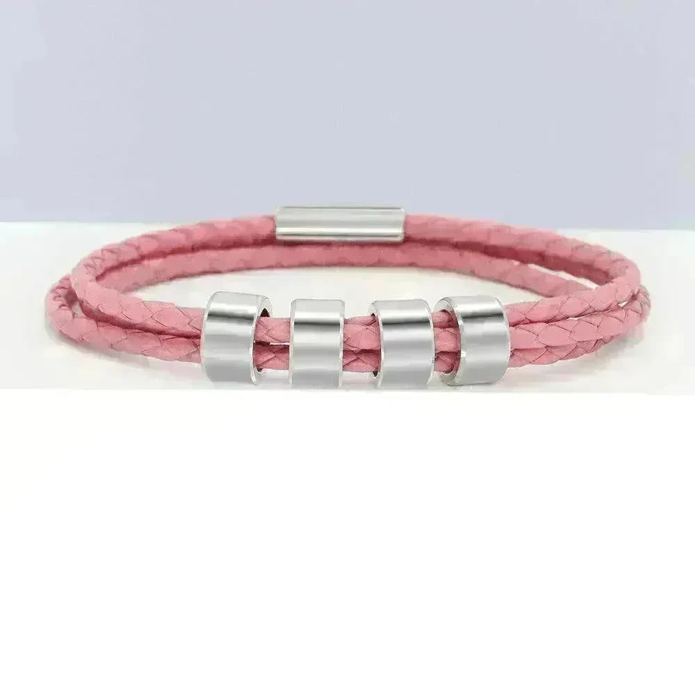 Personalized Beads Stainless steel engraved woven Hand Rope bracelet - EX-STOCK CANADA