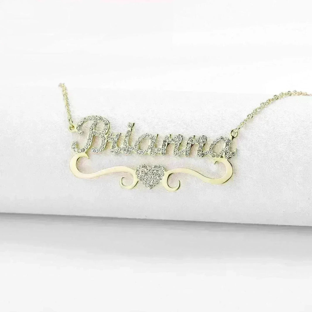 Personalized Name Heart Iced Out Pendants Necklace - EX-STOCK CANADA