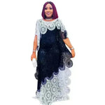 Plus Size Embroidered Lace Loose Multicolor Bat Sleeve Gown Dress - EX-STOCK CANADA