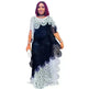 Plus Size Embroidered Lace Loose Multicolor Bat Sleeve Gown Dress - EX-STOCK CANADA