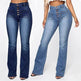 Plus Size Jeans Women Patch Pocket Washed Ladies High Waist Denim Trousers - EX-STOCK Canada